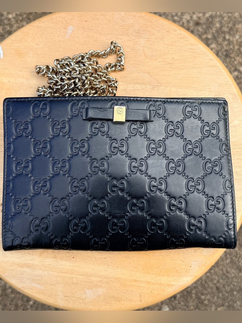 Gucci Guccissima Signature Bowy Chain Wallet Black - Picture 2 of 7
